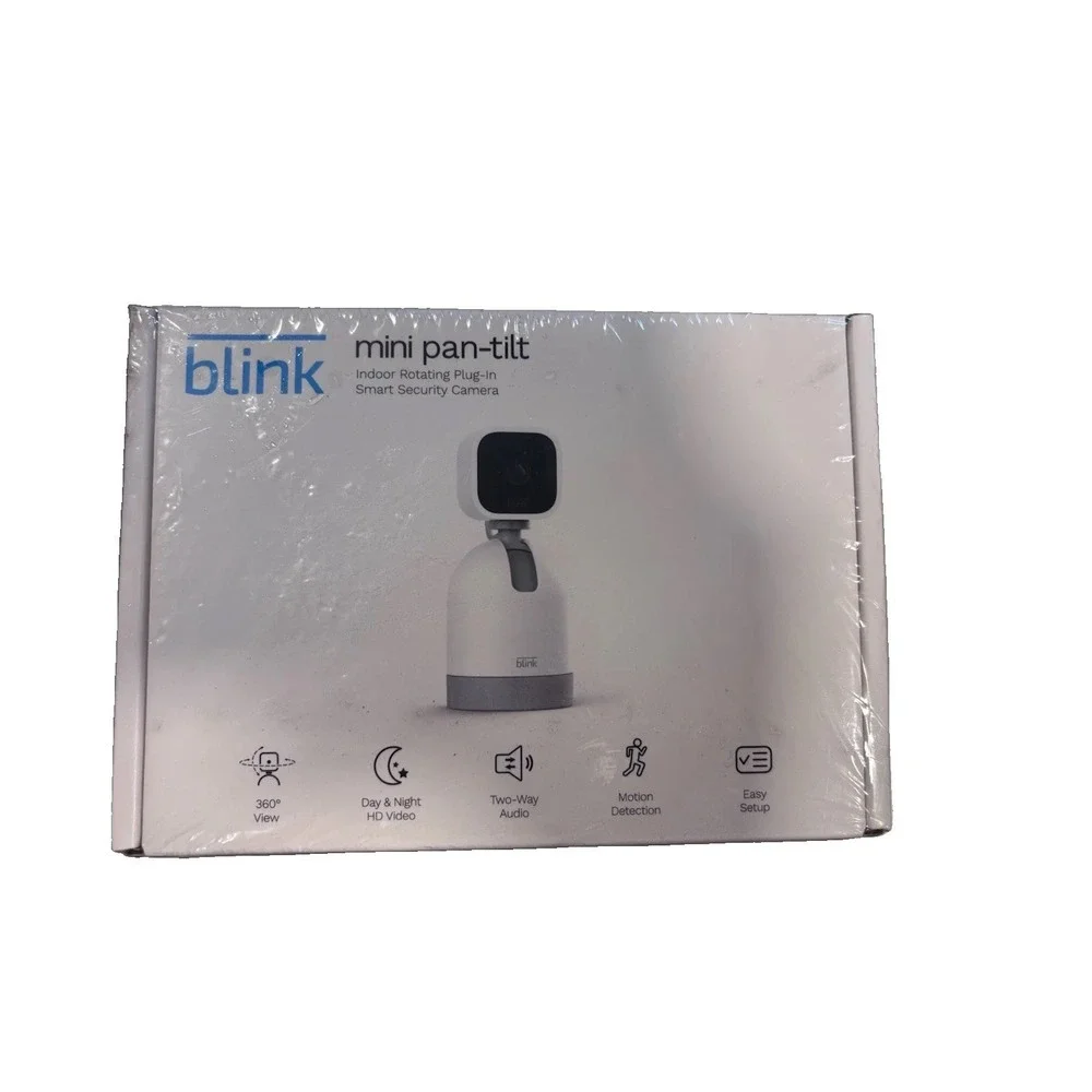 Blink Mini Pan-Tilt Rotating Indoor Smart Security Camera 1080p HD - White NEW